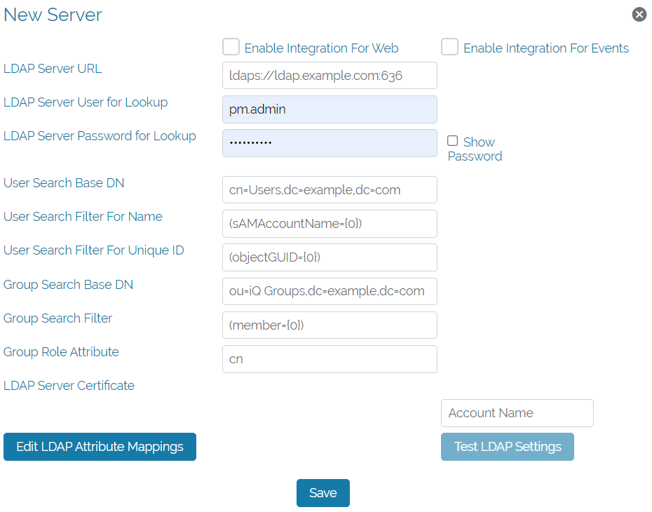 LDAP settings